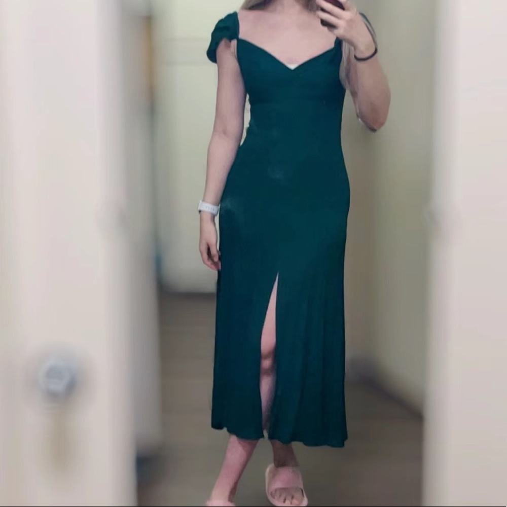 Reformation Baxley Dress Emerald